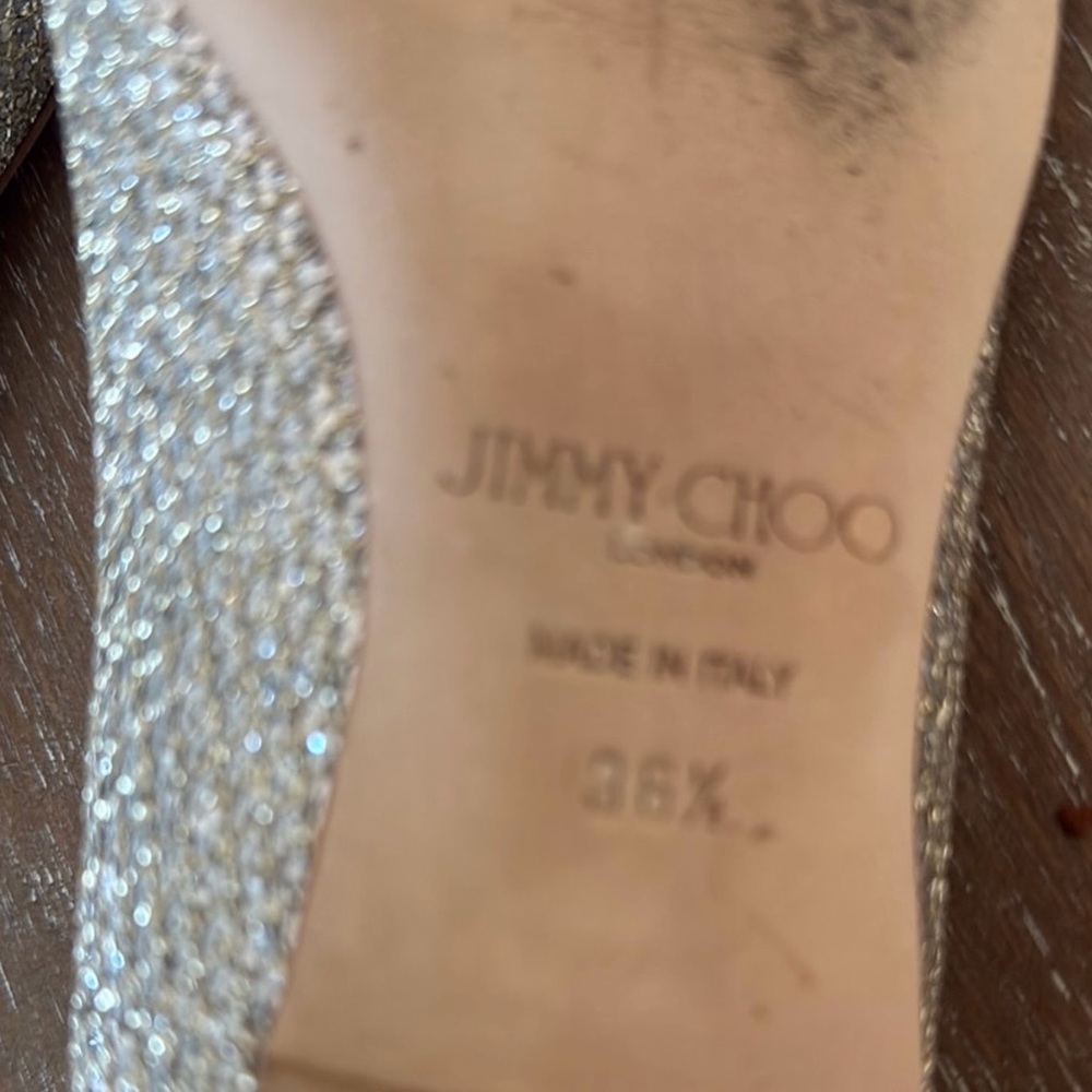 Jimmy Choo Sparkling Silver Alina Flats - Picture 6 of 8